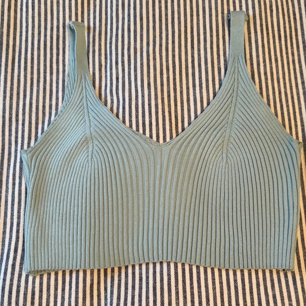 Ribbed Knit Women's Top - Green